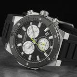 Quantum Men's Chronograph Watch Black Dial Black Silicone Band, HNG1232.351