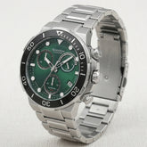 Quantum Men's Chronograph Watch Green Dial Silver Metal Band, HNG1150.090