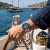 Quantum Men's Chronograph Watch Blue Dial Silver Metal Band, HNG1150.200