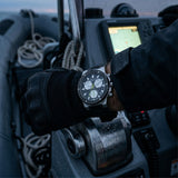 Quantum Men's Chronograph Watch Black Dial Black Silicone Band, HNG1232.351