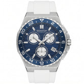 Quantum Men's Chronograph Watch Dark Blue Dial White Silicone Band, PWG1147.393