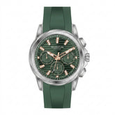Quantum Men's Chronograph Watch Dark Green Dial Green Silicone Band, HNG1281.575