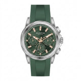 Quantum Men's Chronograph Watch Dark Green Dial Green Silicone Band, HNG1281.575