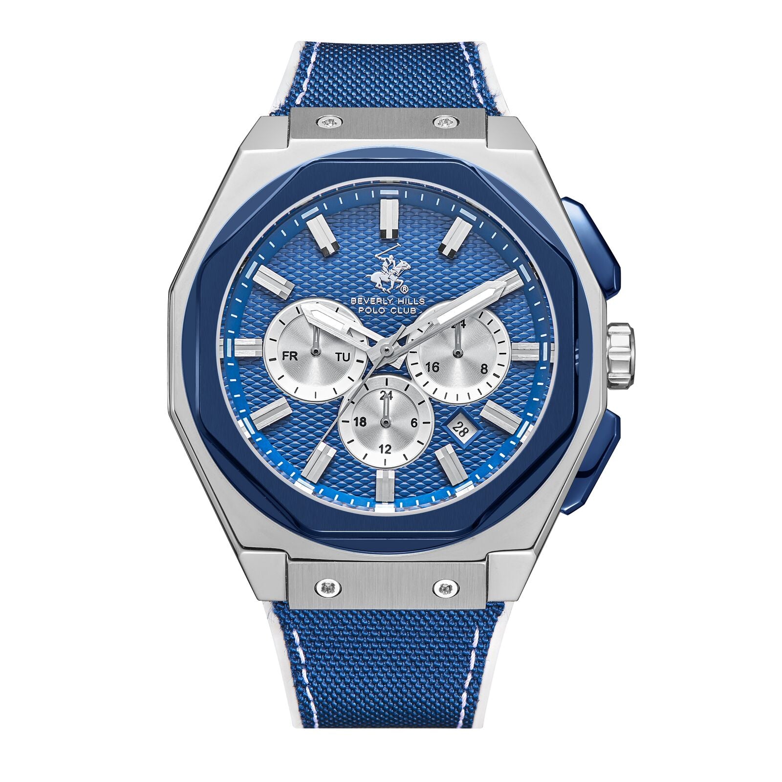 Beverly Hills Polo Club Men's Watch Analog Blue Dial with Blue Silicone Band, BP3719X.377