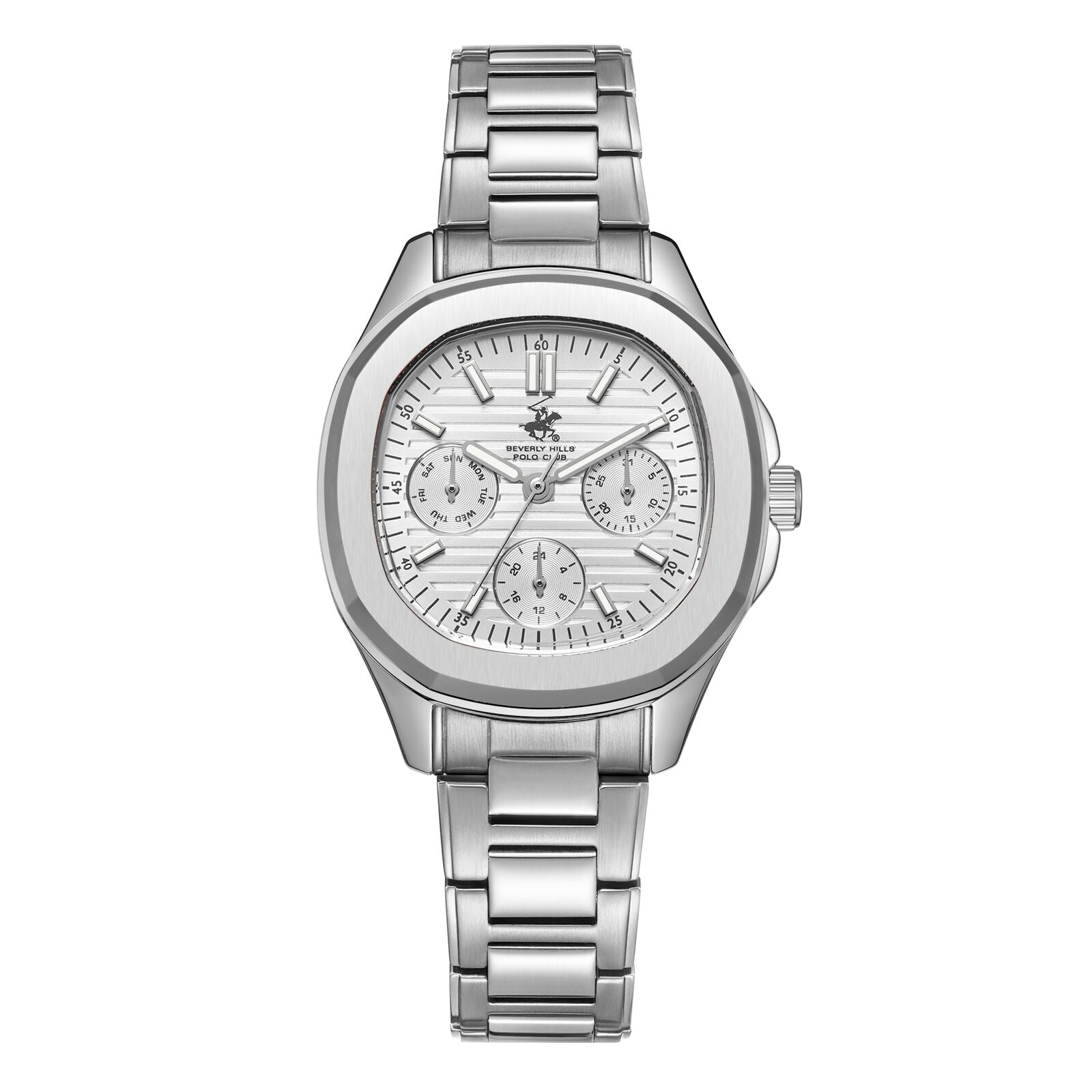 Beverly Hills Polo Club Women's Watch Analog Silver Dial with Silver Stainless Steel Band, BP3700C.330