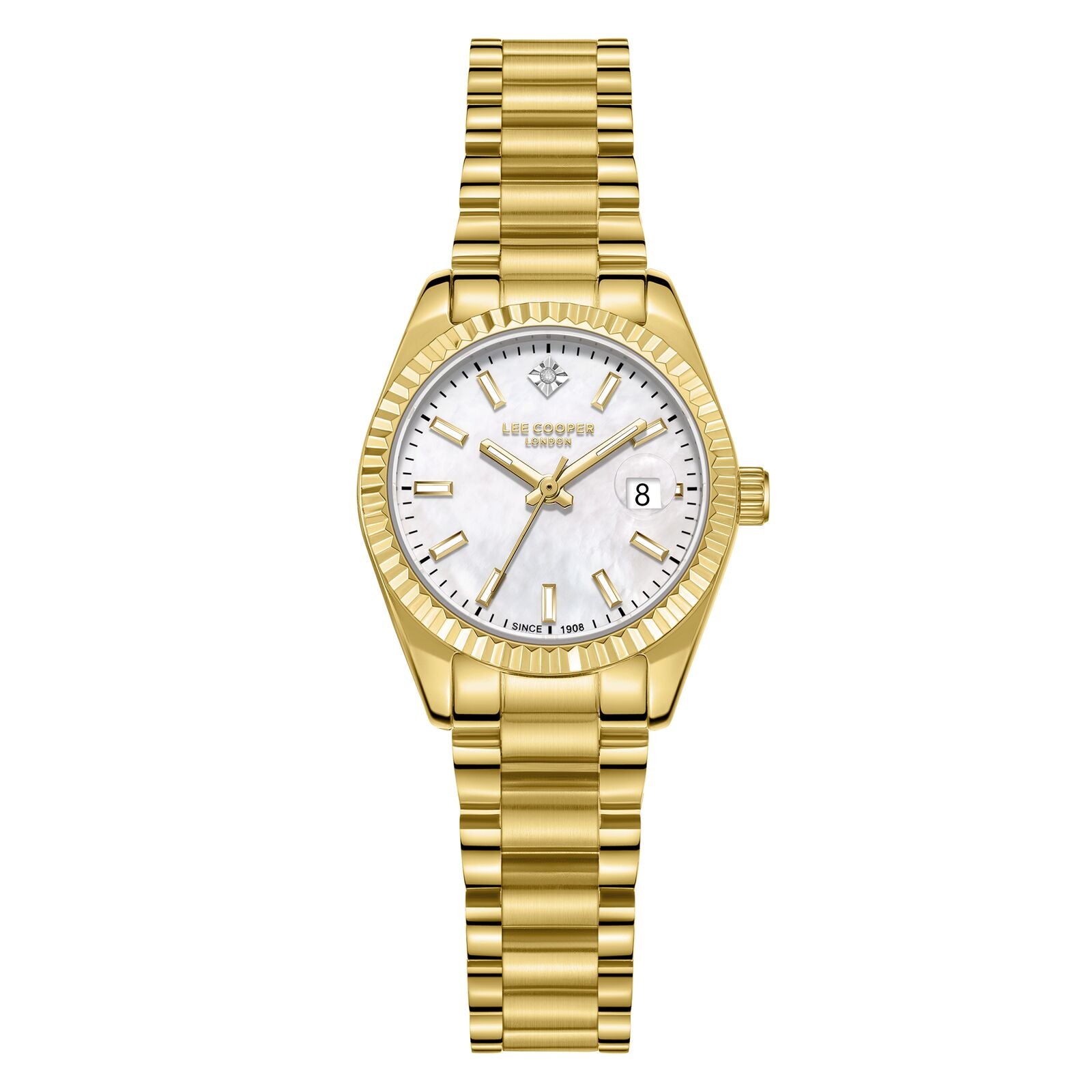 Lee Cooper, Men's, Analog Watch, Gold Dial, with Stainless Steel Band, LE-LC08126.120