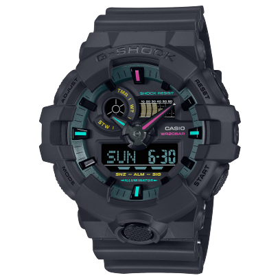 G-Shock men analog watch, black dial with comfortable strap, model GS-GA-700MF-1ADR, Bahrain