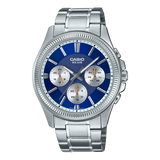 Casio, Men's Watch Analog, Blue Dial Silver Stainless Steel Band, MTP-1375D-2A1VDF