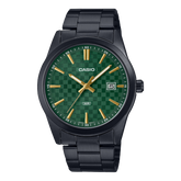 Casio, Men’s Watch Analog,Green Dial Black Stainless Steel Band, MTP-VD03B-3AUDF