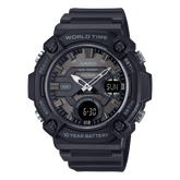 Casio Men's Watch Analog-Digital Black Dial with Black Resin Band, AEQ-120W-1BVDF