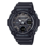 Casio Men's Watch Analog-Digital Black Dial with Black Resin Band, AEQ-120W-1BVDF