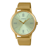 Casio,Men's Watch Analog, Champagne Dial Gold Stainless Steel Mesh Band, MTP-E600MG-9BDF