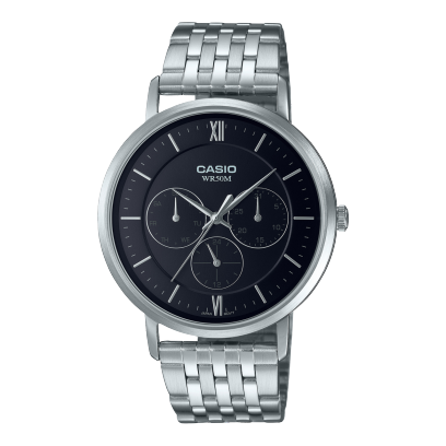 Casio men analog watch, black dial with comfortable strap, model CS-MTP-B300D-1AVDF, Bahrain