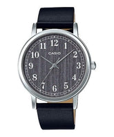 Casio, Men's Watch Analog, Grey Dial Black Leather Band, MTP-E145L-1BDF