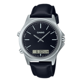 Casio, Men’s Watch Analog-Digital, Black Dial Black Leather Band, MTP-VC01L-1EUDF