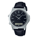 Casio, Men’s Watch Analog-Digital, Black Dial Black Leather Band, MTP-VC01L-1EUDF