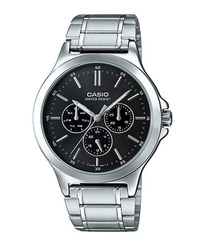 Casio men analog watch, black dial with comfortable strap, model CS-MTP-V300D-1AUDF, Bahrain