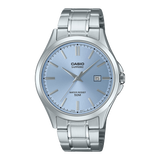 Casio men analog watch, torquoise dial with stainless steel band, model CS-MTS-115D-2A2VDF, Bahrain