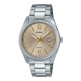Casio Men's Watch Analog Beige Dial With Silver Stainless Steel Band, MTP-1302DD-9AVDF