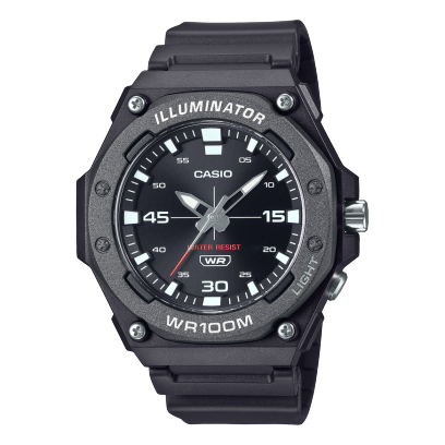 Casio men analog watch, black dial with black resin band, model CS-MW-620H-1AVDF, Bahrain