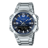 Casio Men's Watch Analog-Digital Blue Gradient Dial with Silver Stainless Steel Band, AMW-870DA-2A1VDF