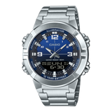 Casio Men's Watch Analog-Digital Blue Gradient Dial with Silver Stainless Steel Band, AMW-870DA-2A1VDF