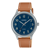 Casio, Unisex Watch Analog , Blue Dial Brown Leather Band, MTP-B160L-2BVDF