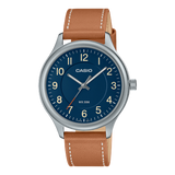Casio, Unisex Watch Analog , Blue Dial Brown Leather Band, MTP-B160L-2BVDF