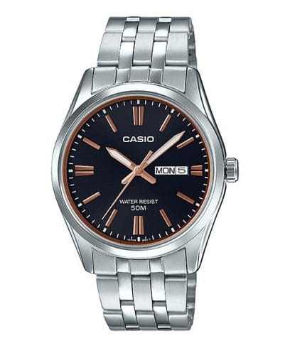 Casio men analog watch, black dial with comfortable strap, model CS-MTP-1335D-1A2VD, Bahrain