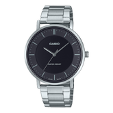 Casio Men's Watch Analog Black Dial with Silver Stainless Steel Band, MTP-VT04D-1EDF