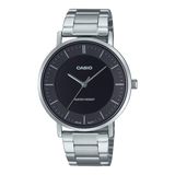 Casio Men's Watch Analog Black Dial with Silver Stainless Steel Band, MTP-VT04D-1EDF