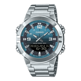 Casio Men's Watch Analog-Digital Blue Gradient Dial with Silver Stainless Steel Band, AMW-870DA-2A2VDF