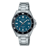 Casio Men's Watch Analog Blue Dial With Silver Stainless Steel Band, MDV-10D-2A1VDF