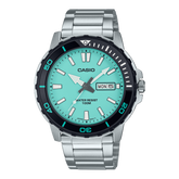 Casio, Men's Watch Analog, Green Dial Silver Stainless Band, MTD-125D-2A2VDF