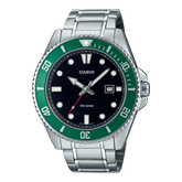 Casio, Men's Watch Analog, Black Dial Silver Stainless Band, MDV-107D-3AVDF