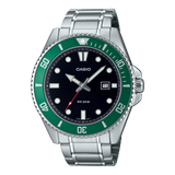 Casio, Men's Watch Analog, Black Dial Silver Stainless Band, MDV-107D-3AVDF