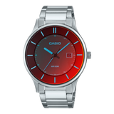 Casio,Men's Watch Analog,Red Dial Silver Stainless Steel  Band, MTP-E605D-1E