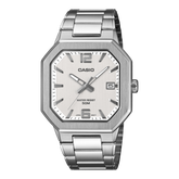 Casio men analog watch, white dial with stainless steel strap, model CS-MTP-B195D-7AVDF, Bahrain
