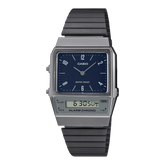 Casio Vintage Unisex Watch Analog-Digital Black Dial With Black Stainless Steel Band, AQ-800EB-2ADF