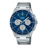 Casio Men's Watch Analog Blue Dial with Silver Stainless Steel Band, MTP-1374D-2A3VDF