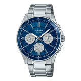 Casio Men's Watch Analog Blue Dial with Silver Stainless Steel Band, MTP-1374D-2A3VDF