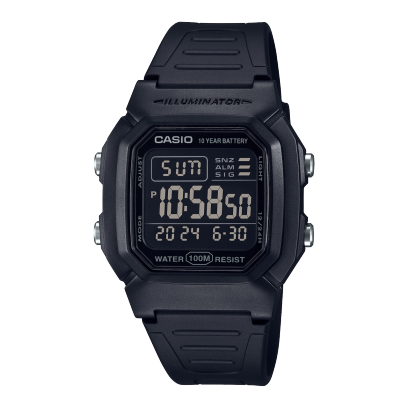 Casio Men's Watch Digital Black Dial with Black Resin Band, W-800H-1BVDF