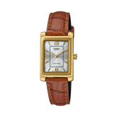 Casio Women's Watch Analog Silver Dial with Brown Leather Strap, LTP-1234GLL-7ADF