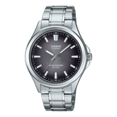 Casio Sapphire Men's Solar Powered Watch Analog Black Gradient Dial with Silver Stainless Steel Band, MTS-RS100D-1AVDF