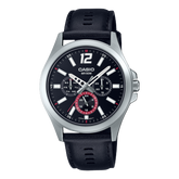 Casio,Men's Watch Analog,Black Dial Black Leather Band, MTP-E350L-1BVDF