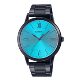 Casio,Men's Watch Analog,Blue Dial Black Stainless Steel Band, MTP-E600B-2BDF