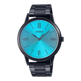 Casio,Men's Watch Analog,Blue Dial Black Stainless Steel Band, MTP-E600B-2BDF