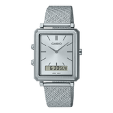 Casio,Men's Watch Analog-Digital, Silver Dial Silver Stainless Steel Mesh Band, MTP-B205M-7EDF