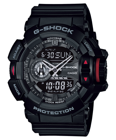 G-Shock Men's Watch Analog-Digital, Black Dial Black Resin Band, GA-400-1BDR