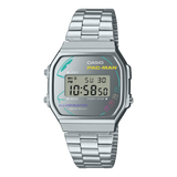 Casio Vintage Pac-Man Collection Unisex Watch with Silver Stainless Steel Band, A168WEPC-7ADR